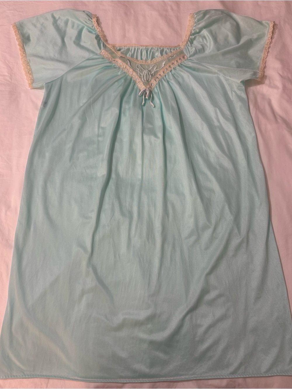 Vintage Glencraft  Silky Nylon Nightgown Green Lace Lingerie Union Made USA 1X